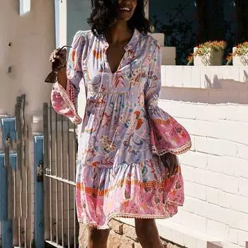 Женские летние повседневные короткие платья с цветочным принтом Sweet Cake S розовый