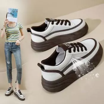 Женские летние повседневные кроссовки на платформе, прогулочная обувь с дышащей сеткой, нескользящие массивные кроссовки для бега, спортивная обувь из искусственной кожи на шнуровке для женщин 35