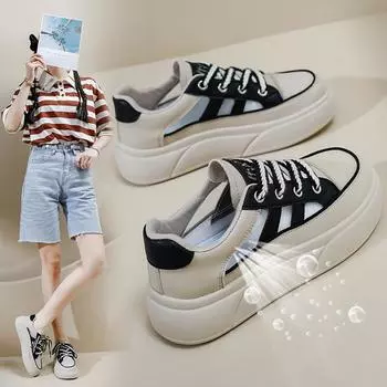 Женские летние повседневные кроссовки на платформе с вырезами без шнуровки, массивные прогулочные туфли, удобные дышащие кроссовки из искусственной кожи для женщин 35 белый