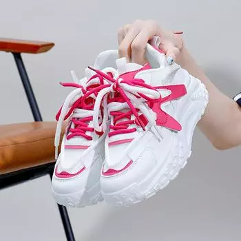 Женские летние повседневные кроссовки на танкетке, нескользящие дышащие прогулочные туфли из искусственной кожи, сетчатые кроссовки на шнуровке, массивные кроссовки для бега, теннисные туфли для женщин 35