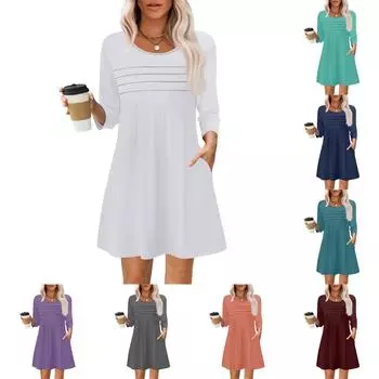 Женские летние повседневные лепестковые узкие полосатые платья с длинным рукавом и плиссировкой с цветочным принтом L