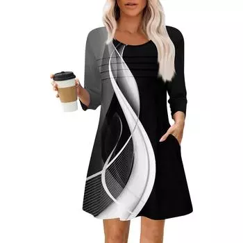 Женские летние повседневные лепестковые узкие полосатые платья с длинным рукавом и плиссировкой с цветочным принтом S красный