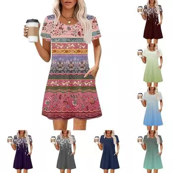 Женские летние повседневные лепестковые узкие полосатые плиссированные однотонные платья XXXL