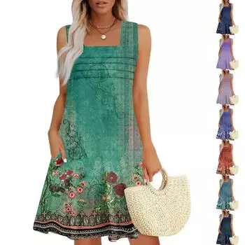 Женские летние повседневные лепестковые узкие полосатые плиссированные однотонные платья L темно-зеленого