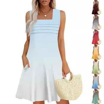 Женские летние повседневные лепестковые узкие полосатые плиссированные однотонные платья L