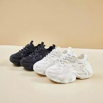 Женские летние повседневные массивные беговые кроссовки с дышащей сеткой на шнуровке, уличная спортивная обувь для женщин, легкая нескользящая прогулочная обувь, теннисные кроссовки 35 бежевый