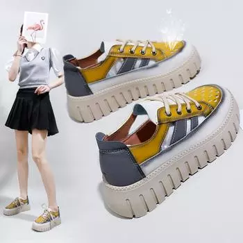 Женские летние повседневные массивные кроссовки без шнуровки с вырезом, дышащие прогулочные туфли, легкие кроссовки на шнуровке, женские кроссовки на платформе из искусственной кожи 35 зелёный