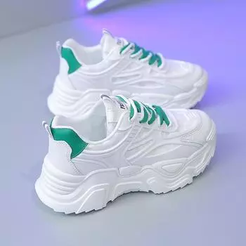 Женские летние повседневные массивные кроссовки на платформе, легкие кроссовки без шнуровки, прогулочные кроссовки с дышащей сеткой, теннисные спортивные туфли на шнуровке для женщин 35