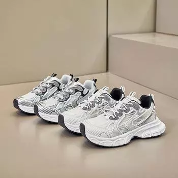 Женские летние повседневные массивные кроссовки с дышащей сеткой, уличные спортивные кроссовки на шнуровке для женщин, легкие нескользящие прогулочные туфли, теннисные кроссовки 35 белый