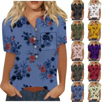 Женские летние повседневные модные хлопковые льняные женские рубашки с короткими рукавами и принтом, топы XXL серый