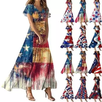 Женские летние повседневные модные однотонные платья с V-образным вырезом и коротким рукавом XXL киноварь