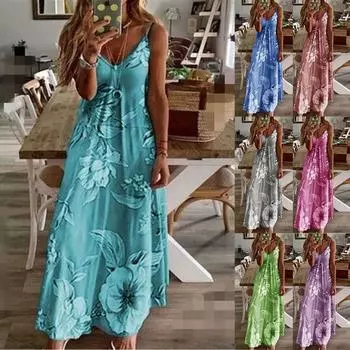 Женские летние повседневные модные однотонные платья с V-образным вырезом и коротким рукавом L синий