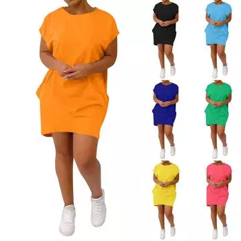 Женские летние повседневные платья без рукавов с принтом и U-образным вырезом S