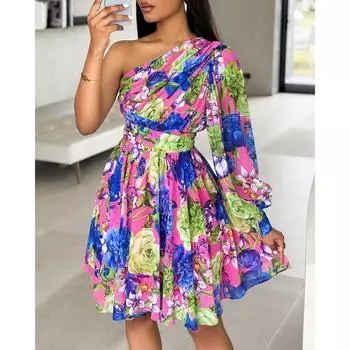 Женские летние повседневные платья с принтом без бретелек, утягивающие талию S жёлтый/чёрный