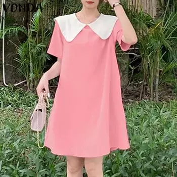 Женские летние повседневные платья VONDA с пышным вырезом и коротким рукавом, цвет подол