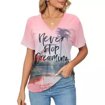 Женские летние повседневные пляжные свободные пуловеры с принтом, футболка, топ S розовый
