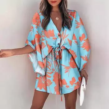 Женские летние повседневные праздничные платья с V-образным вырезом и галстуком S светло-синий