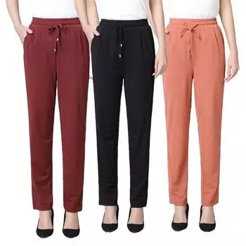 Женские летние повседневные шаровары с эластичной резинкой на талии, прямые свободные брюки из ледяного шелка, девятые брюки XL светло-синий