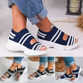 Женские летние повседневные спортивные удобные эластичные сандалии на плоской платформе Sagit, пляжная обувь 38 чёрный