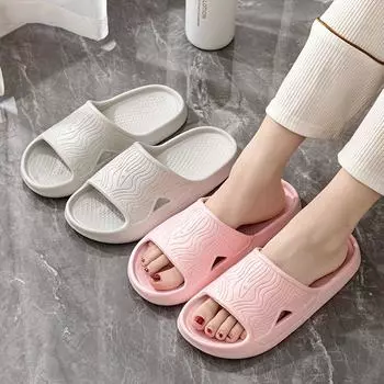 Женские летние повседневные тапочки из ЭВА с полосатым узором в виде деревьев - удобные, стираемые вручную, домашние сандалии без застежек 36-37 розовый