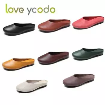 Женские летние повседневные тапочки Love Ycodo из натуральной кожи на мягкой подошве 43 чёрный