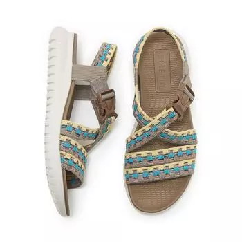 Женские летние прогулочные сандалии с ремешком на щиколотке Повседневные босоножки на танкетке Этнический спортивный стиль Удобная трикотажная пляжная обувь больших размеров 35 розовый