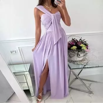 Женские летние простые платья без рукавов без бретелек с разрезом по низу S красный