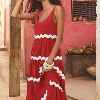 Женские летние простые платья-футляры с U-образным вырезом, однотонные трапециевидные платья с лямкой на бретельках S чёрный