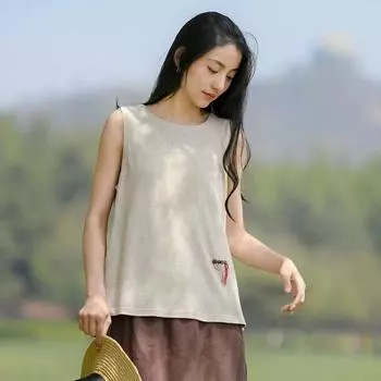 Женские летние ретро-топы без рукавов, темперамент, удобная внутренняя верхняя одежда, жилеты 2XL бежевый