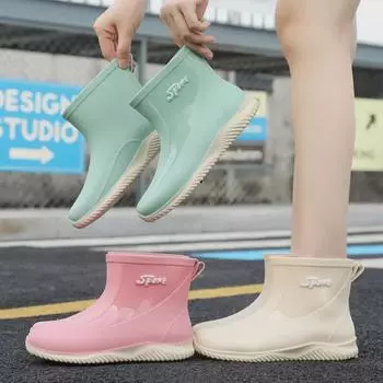 Женские летние резиновые сапоги в японском стиле: Нескользящие, водонепроницаемые, модные и универсальные с мягкой толстой подошвой для ношения на открытом воздухе. Size 40 белый