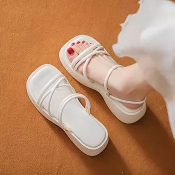 Женские летние римские сандалии на толстой подошве Новые босоножки на высоком каблуке 33