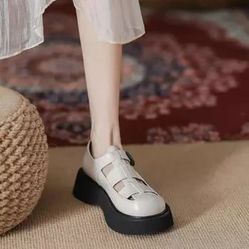 Женские летние римские сандалии с капюшоном на толстой подошве 35 чёрный