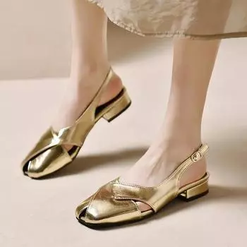 Женские летние сандалии 2024 года, роскошные элегантные повседневные босиком из искусственной кожи для женщин, удобные туфли на танкетке для отдыха на открытом воздухе 35 золотой