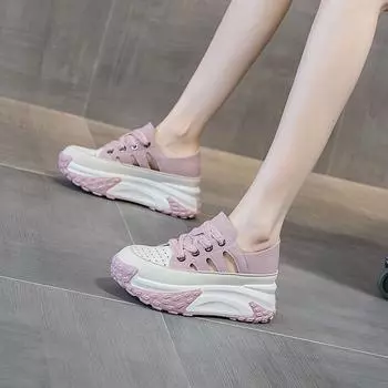 Женские летние сандалии 2024 года в стиле ретро из кожи на толстой подошве с внутренней подъемной частью M2331; 37 розовый