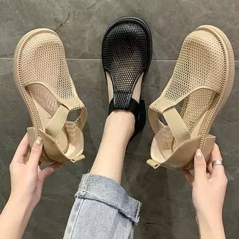 Женские летние сандалии для отдыха на открытом воздухе с толстой подошвой 35 чёрный