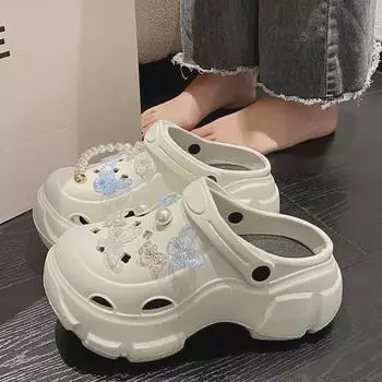 Женские летние сандалии для улицы на толстой подошве, увеличивающие рост, 2024 г.: Нескользящая пляжная обувь upgraded version-super soft, Size 38/39 белый