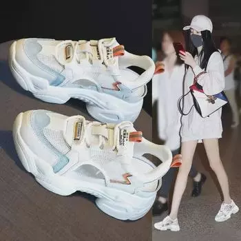 Женские летние сандалии из дышащей сетки 2023 года — модная обувь на толстой подошве Size 37 синий