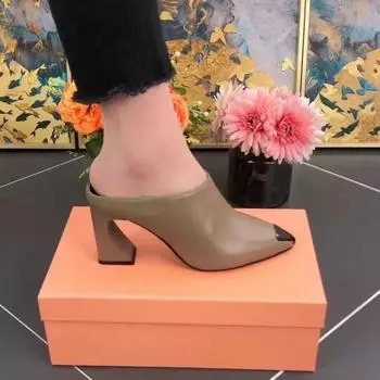 Женские летние сандалии из мягкой кожи, тапочки, туфли на высоком каблуке с мягкой подошвой на толстом каблуке 35 чёрный