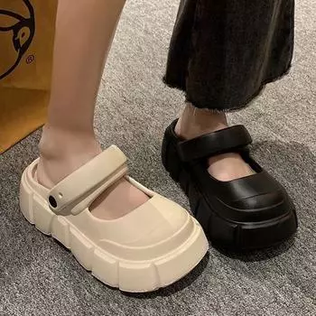 Женские летние сандалии на платформе Eva, модные закрытые нескользящие пляжные тапочки, женские легкие сабо на толстой подошве Mary Jane 35-36