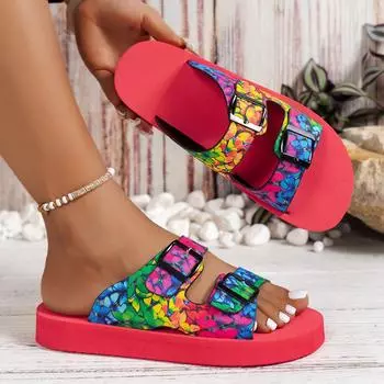 Женские летние сандалии на плоской подошве, модные комплекты обуви с защитой от скольжения в этническом стиле, повседневная пляжная обувь для отдыха на открытом воздухе 36 чёрный