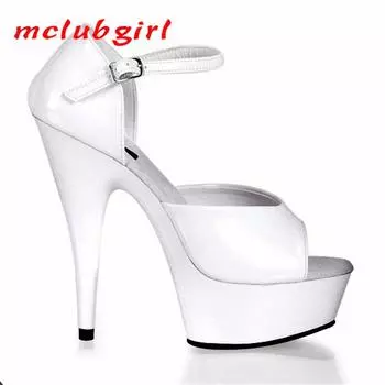 Женские летние сандалии на плоской подошве с пряжкой на тонком каблуке, универсальные туфли на высоком каблуке-мешке, каблук 15 см, платформа 5 см YKC 34 чёрный