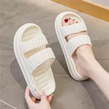 Женские летние сандалии на толстой нескользящей подошве — стильные и удобные для использования в помещении и на улице Two stripes, 40/41 белый