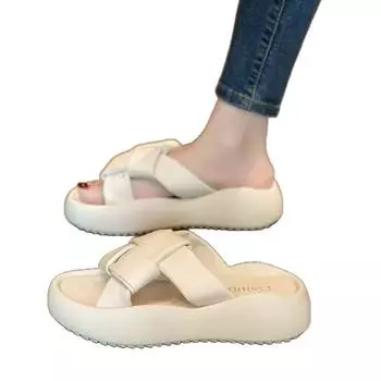 Женские летние сандалии на толстой подошве 2024 года — стильные и удобные пляжные шлепанцы для женщин и будущих мам 40-41 (Runs small)