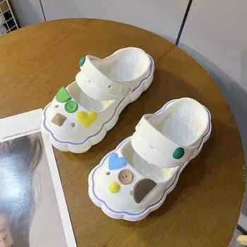 Женские летние сандалии на толстой подошве сандалии тапочки симпатичные сандалии женские сандалии повседневная обувь с рисунком 36-37 чёрный