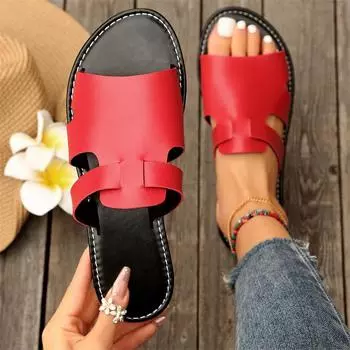 Женские летние сандалии, однотонные новые модные тапочки с открытым носком, пляжные роскошные тапочки на плоской подошве из искусственной кожи, женские zapatos mujer 36