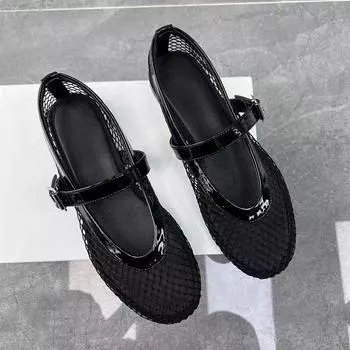 Женские летние сандалии, роскошная элегантная повседневная обувь для женщин 2024 года, удобные сетчатые босоножки на открытом воздухе, модные сандалии на низком каблуке 35 чёрный