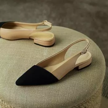 Женские летние сандалии, роскошные элегантные босоножки из искусственной кожи для женщин, модные босоножки на низком каблуке с острым носком 35 чёрный