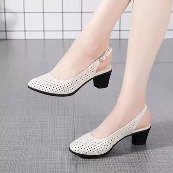 Женские летние сандалии Роскошные элегантные повседневные туфли из искусственной кожи для женщин Удобные босоножки на танкетке 35 бежевый