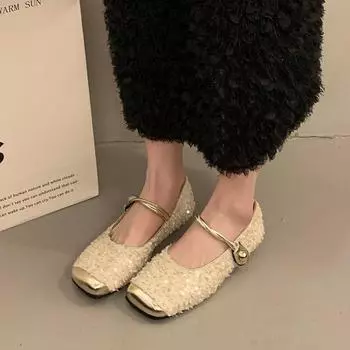 Женские летние сандалии с квадратным носком, яркие цвета, балетки, офисные повседневные сандалии 3 см 40 бежевый