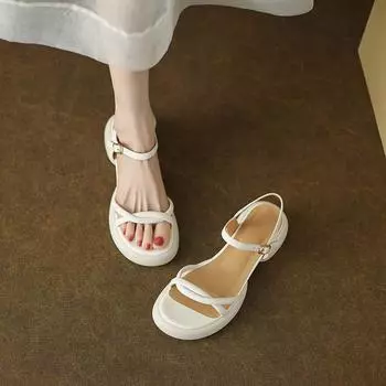 Женские летние сандалии с открытым носком, модные универсальные плиссированные туфли на милом летнем сандалии на квадратном каблуке 35 жёлтый